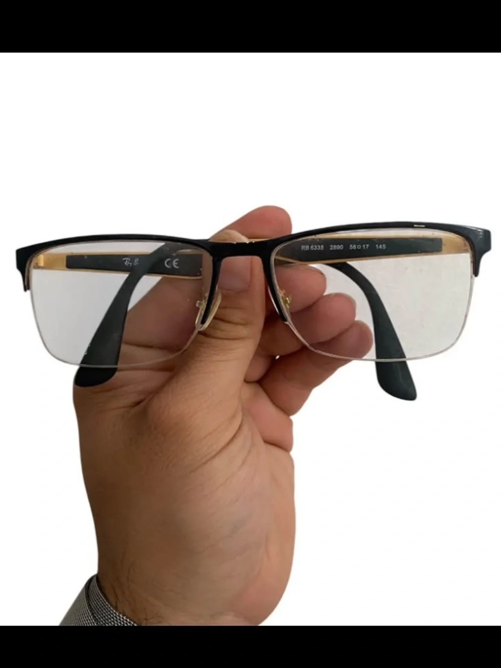 Ray-Ban RX6335 Black & Gold Half-Rim Eyeglass frames Unisex